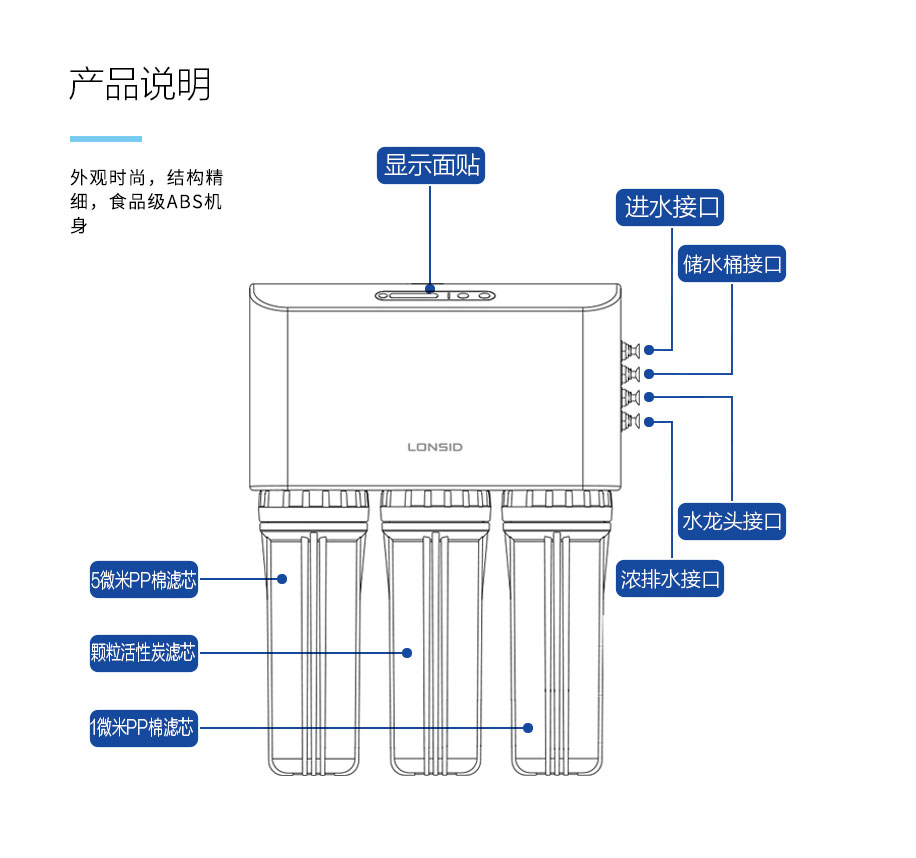 朗诗德l3杀菌型纯水机rc75c-107